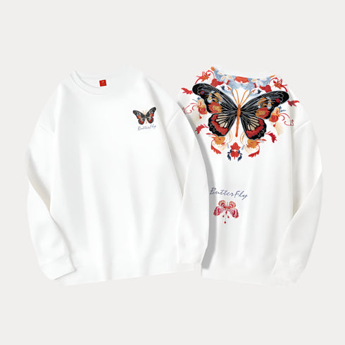 butterfly sweatshirt, embroidered sweatshirt, harajuku style, kawaii fashion, aesthetic sweatshirt, streetwear sweatshirt, y2k fashion, unisex pullover, cozy streetwear, japanese streetwear, soft fleece sweatshirt, cute embroidered top, oversized sweatshirt, pastel sweatshirt, trendy streetwear